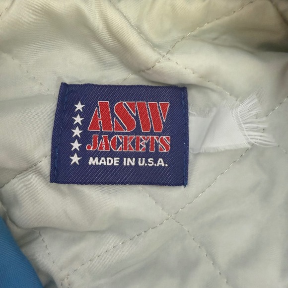 ASW Jackets Super Wash Car Wash Bomber Jacket Blue Quilted Lined Snap Front USA - Picture 8 of 12